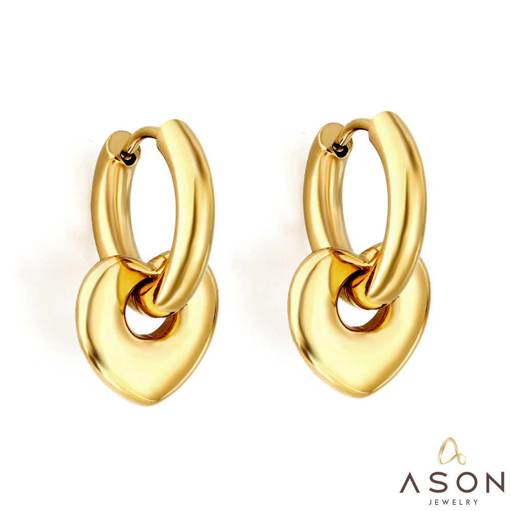 New 3x16mm Circle With Heart Shaped Accessories Earrings asonjewelry